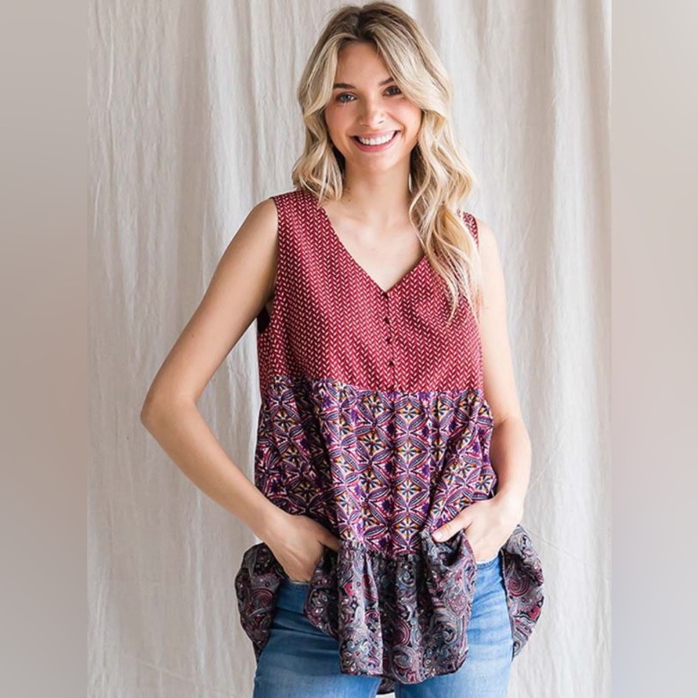 Boho Mix Matched Prints Tank Top